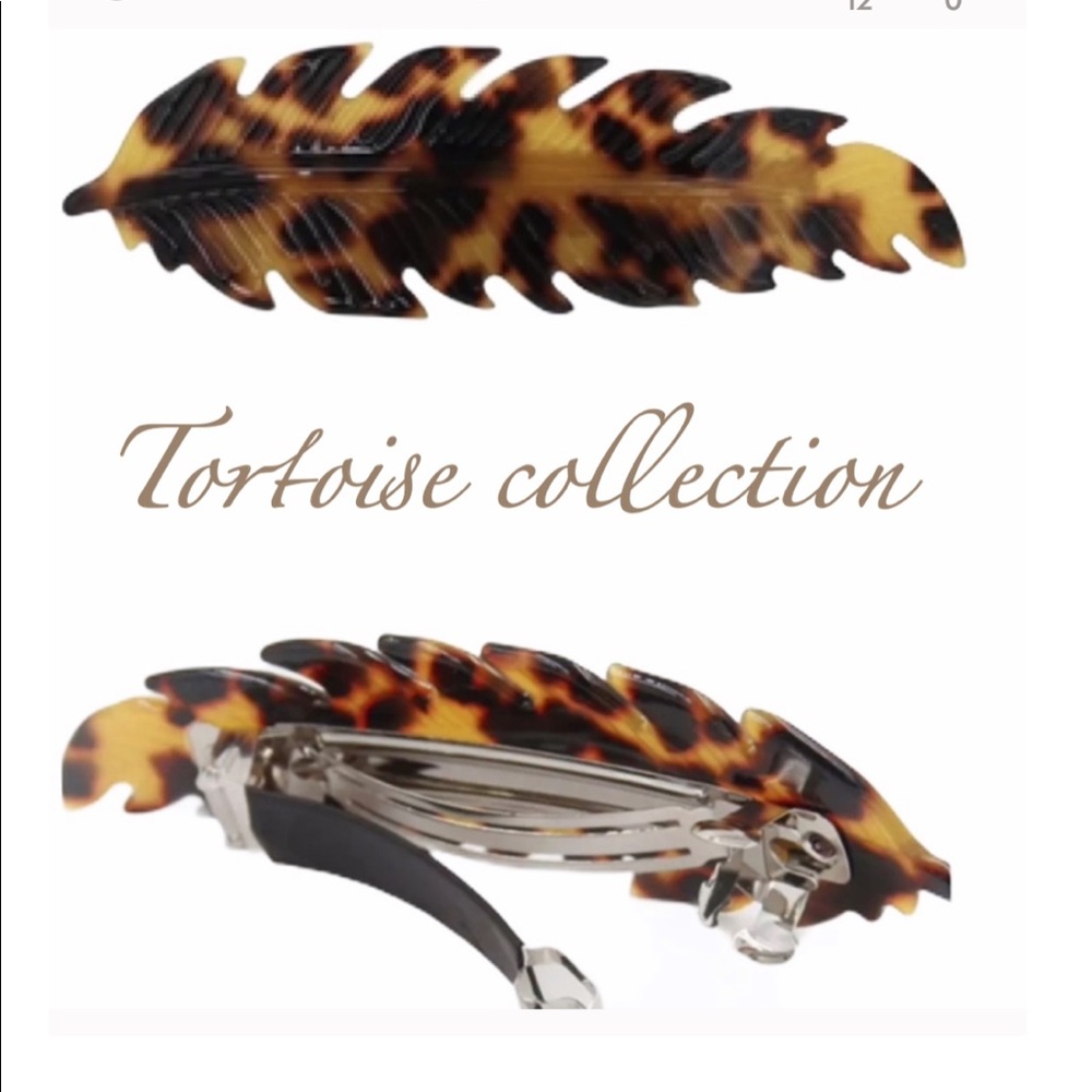 Tortoise Shell Barrette Hair Clip Leaf Shape